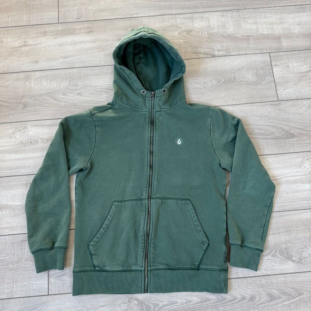 Volcom Full Zip Up Front Skater Style Hoodie Forest Green, size Small